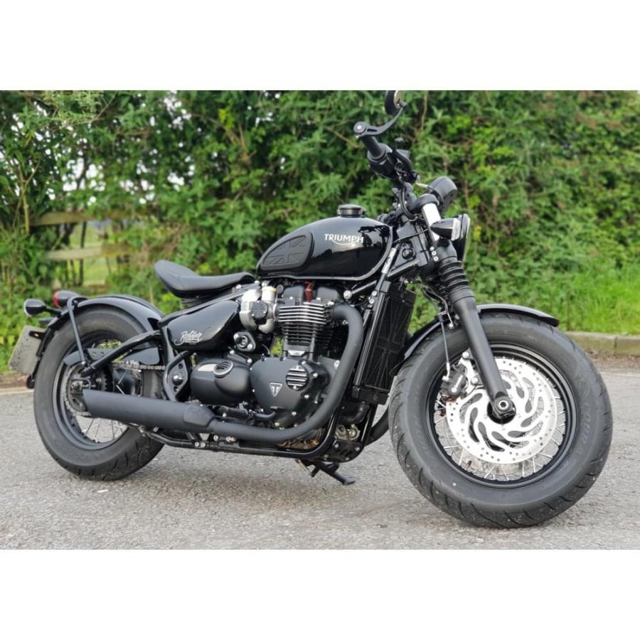 Motone ビレットラジエターガード ユニオンジャック ワイド幅 ブラック トライアンフBobber用_2