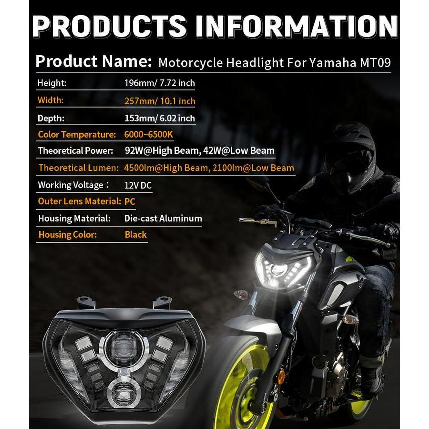 YAMAHA MT-07 MT-09 2014-2019 LED ヘッドライト : モトパーツ バイク