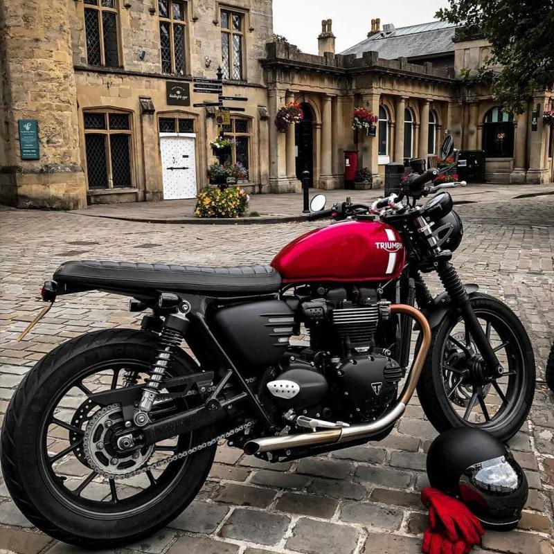 Motone リブデザイン サイドカバー マットブラック Street Twin