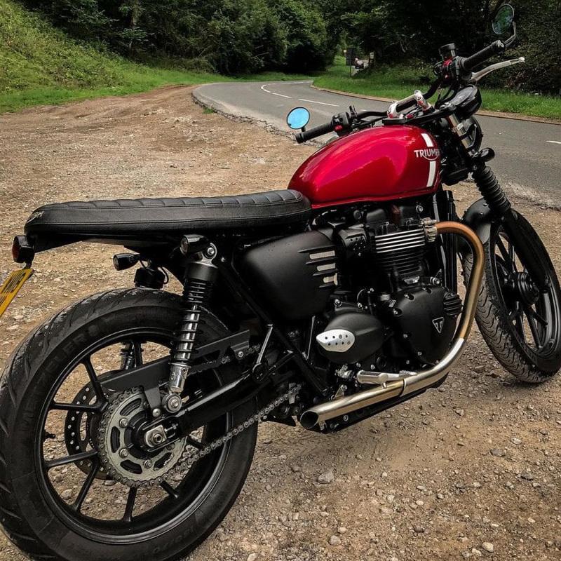 Motone リブデザイン サイドカバー マットブラック Street Twin