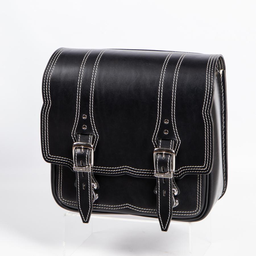 DEGNER ステッチデザイン レザーサドルバッグ 10L(ブラック/ホワイト
