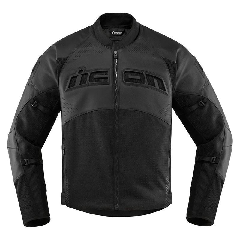 ICON メンズ CONTRA2 レザーメッシュジャケット ステルス : モトパーツ