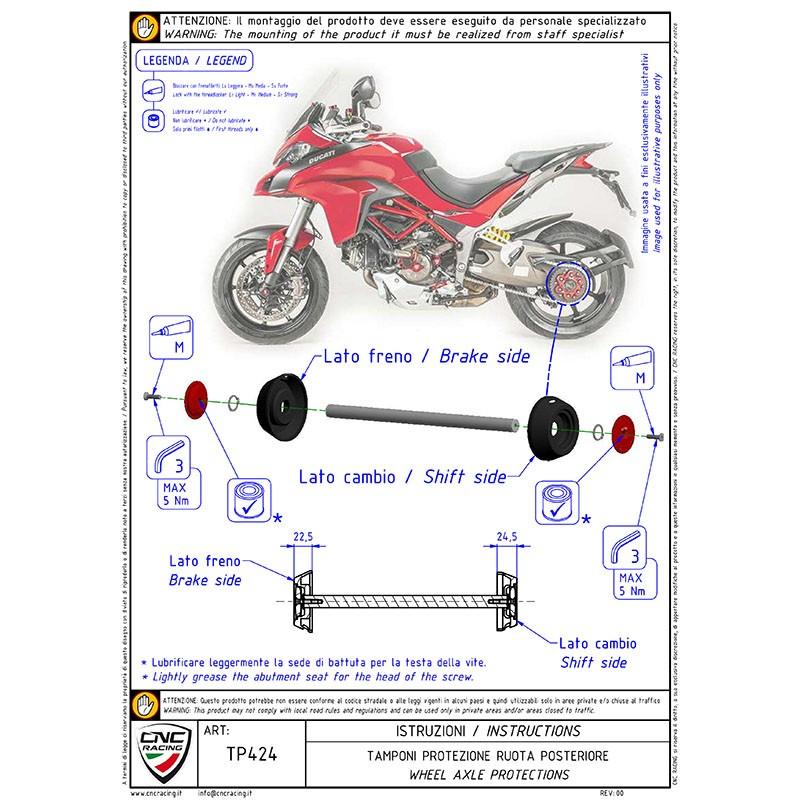 CNC Racingリアアクスルプロテクター レッド 1098/1299 ディアベル他 TP424Rの画像
