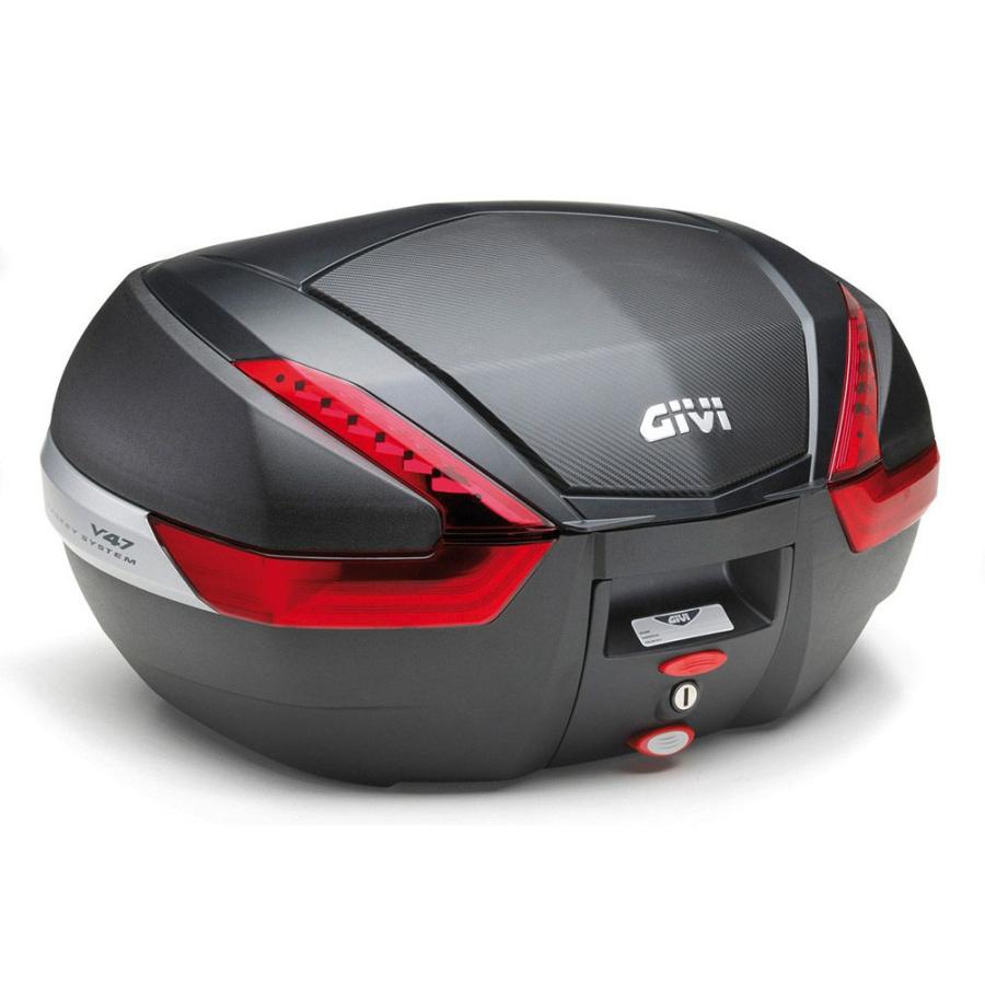 GIVI モノキートップケースV47 カーボン 美品ベース無し ジビ(GIVI) MONOKEY トップケース V47 カーボンルック+レッド