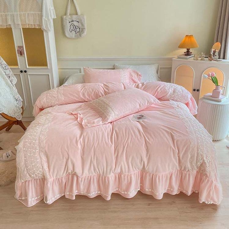 BS12冬用フランネル寝具 ワイドダブル ベッド用品4点セット ボックスシーツ_1