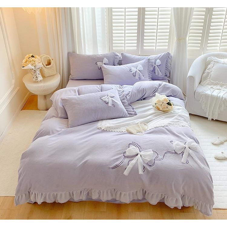 BS29冬用フランネル寝具 ワイドダブル ベッド用品4点セット ボックスシーツ