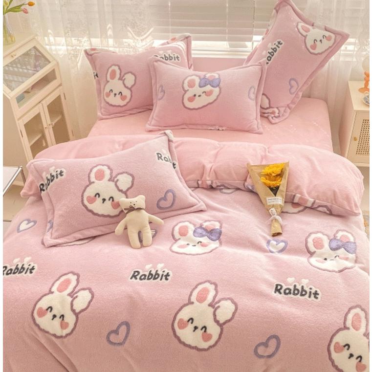 BS31冬用フランネル寝具 ワイドダブル ベッド用品4点セット ボックスシーツ_1