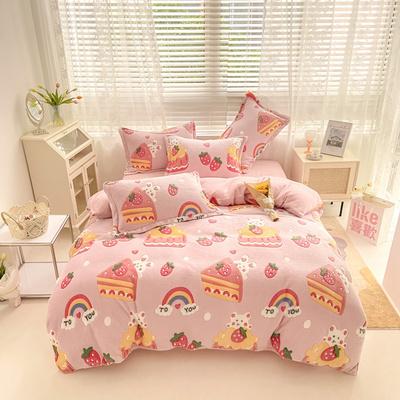 BS31冬用フランネル寝具 ワイドダブル ベッド用品4点セット ボックスシーツ_1