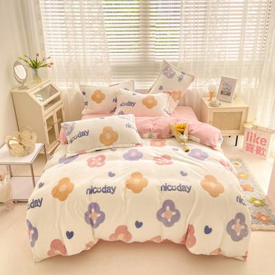 BS31冬用フランネル寝具 ワイドダブル ベッド用品4点セット ボックスシーツ