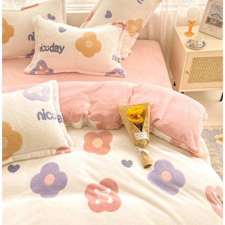 BS31冬用フランネル寝具 ワイドダブル ベッド用品4点セット ボックスシーツ_1