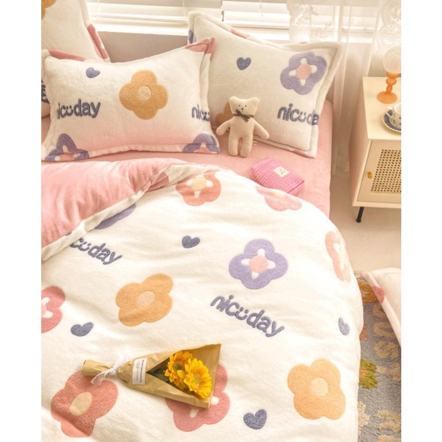 BS31冬用フランネル寝具 ワイドダブル ベッド用品4点セット ボックスシーツ_3