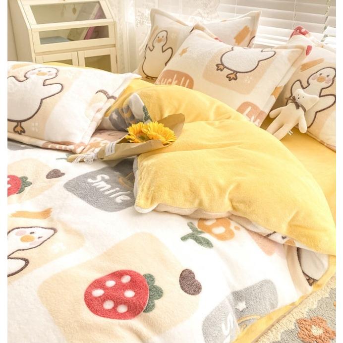 BS31冬用フランネル寝具 ワイドダブル ベッド用品4点セット ボックスシーツ_2