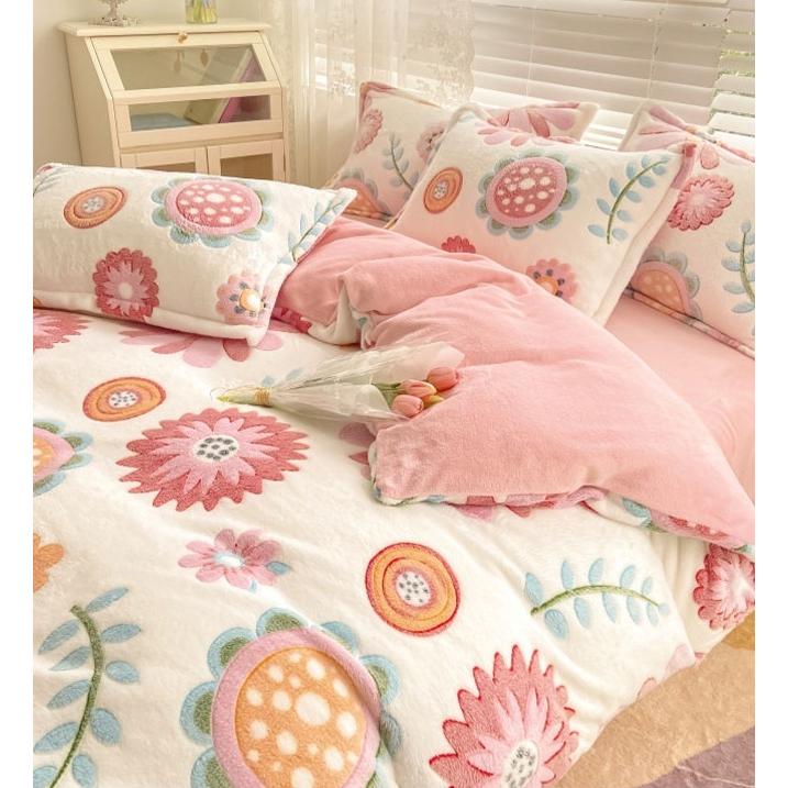 BS31冬用フランネル寝具 ワイドダブル ベッド用品4点セット ボックスシーツ_1