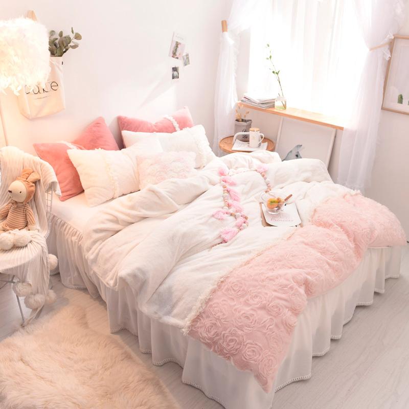 BS4冬用フランネル寝具 ワイドダブル ベッド用品4点セット ボックスシーツ