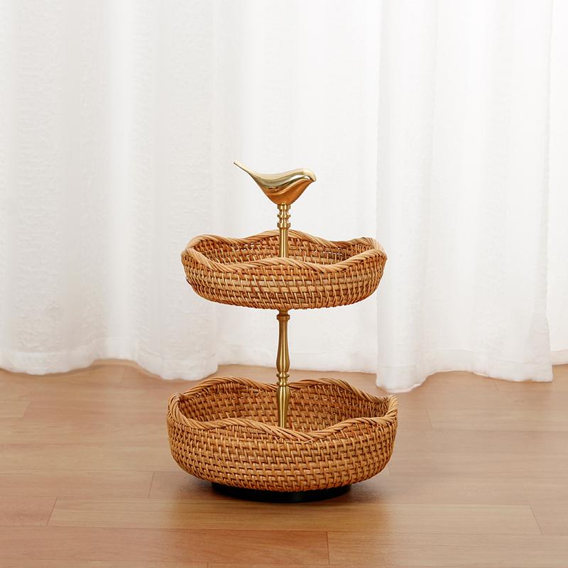 CA3-4御膳上等果物皿 盛り切り皿 御菓子皿 フルーツ本塁 果物カゴ 御菓子鉢 2段仕掛ける 皿-キッチン、日用品、文具