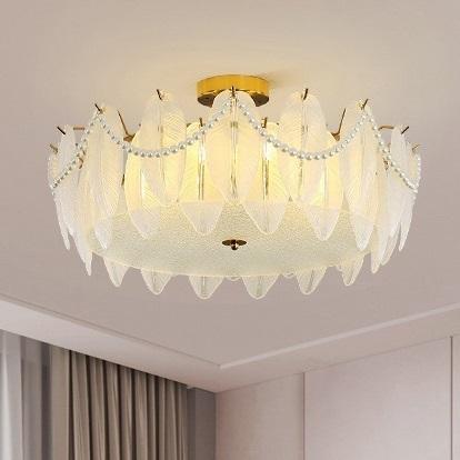 L14-1ガラス.ペンダントライト．洋風照明　シャンデリア　北欧デザイン シーリングライト不可 天井照明 6灯 姫系、フェミニン