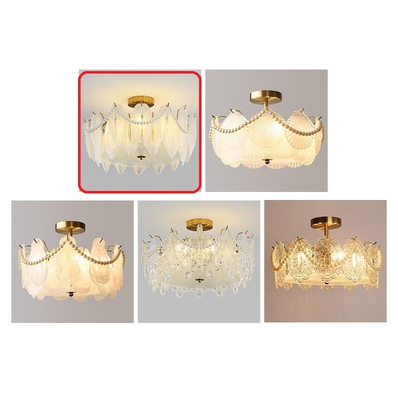 【〜6/6まで出品】 L14-1ガラス.ペンダントライト．洋風照明　シャンデリア　北欧デザイン シーリングライト不可 天井照明 6灯 姫系、フェミニン 【2427282567】(86878円)