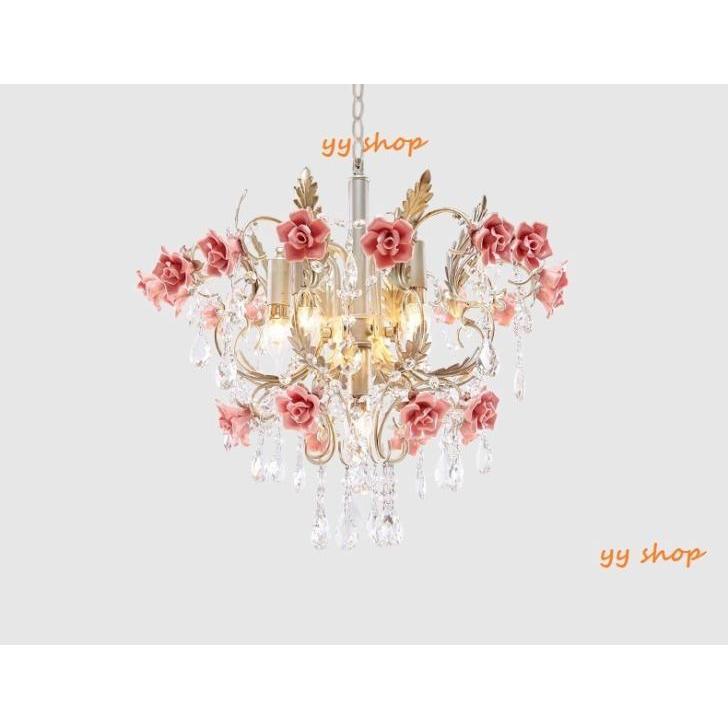 A27343 0720L58-6ペンダントライト．洋風照明　シャンデリア　北欧デザイン シーリングライト不可 天井照明.水晶.陶器6灯.