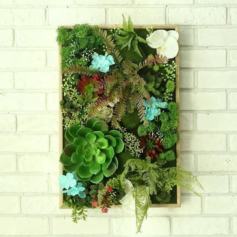 A30144 壁飾り 人工観葉植物 壁掛けインテリア ディスプレイ 壁掛けミックスグリーン 造花 壁掛け．