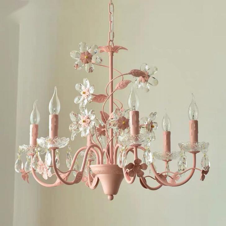 A27504 0720ペンダントライト．洋風照明　シャンデリア　北欧デザイン シーリングライト不可 天井照明 6灯ピンク