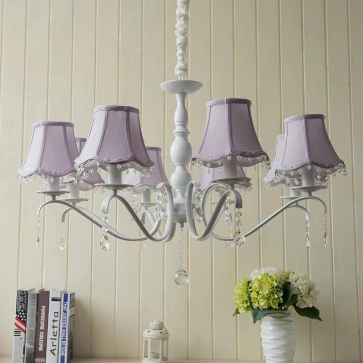 A27466 0720ペンダントライト．洋風照明　シャンデリア　北欧デザイン シーリングライト不可 高級天井照明 紫 8灯