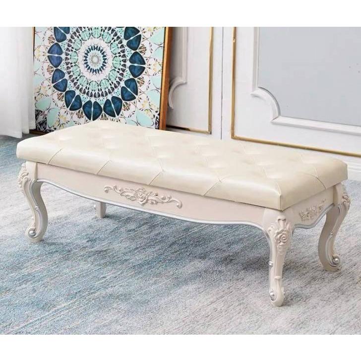 A08014 高級軟座テーブル椅子 イス家具 アメリカ式スツール　ヨーロッパ式スツール 猫脚 雕刻 インテリア調 腰掛け 幅100cm