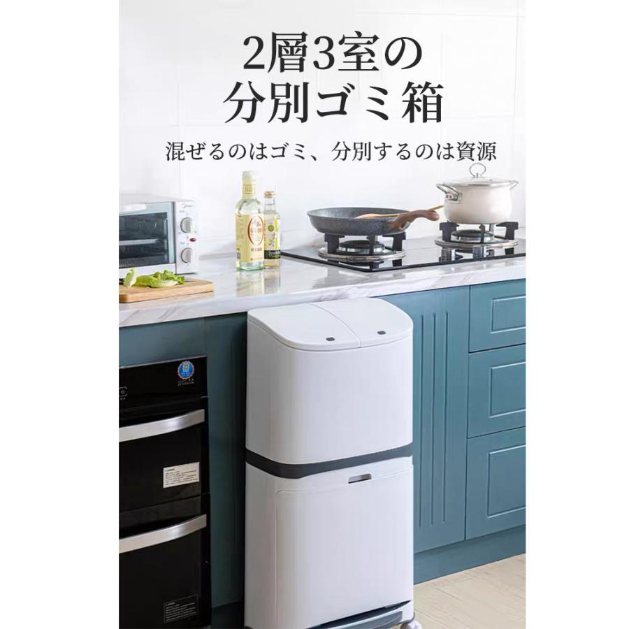 ゴミ箱 45L袋可 45リットル袋可 おしゃれ フロントオープン 分別 ダストボックス 積み重ね キッチン スリム シンプル 大容量 ふた付き 縦型 カウンター下_2
