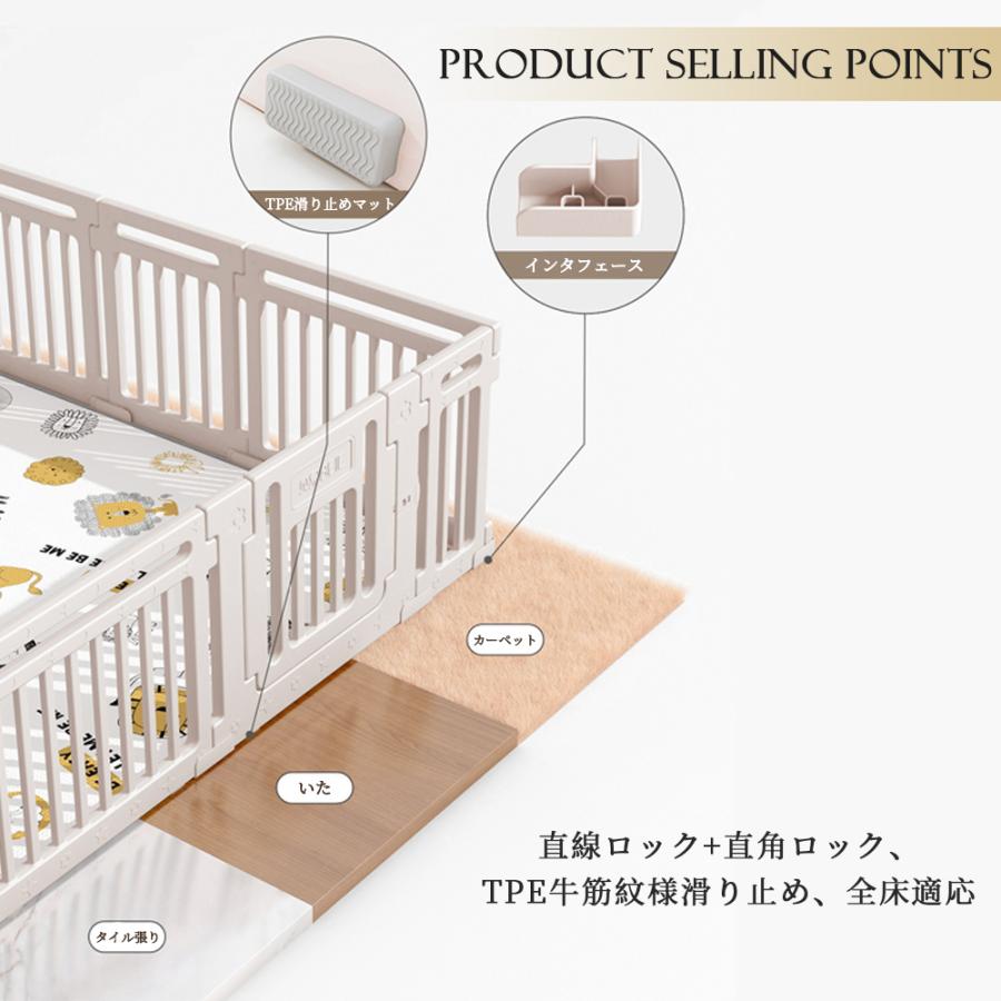ベビーサークル ハイタイプ 滑り止め付 簡単組立 子供 ドア 扉 プレイペン 赤ちゃん 大きい 長方形 かわいい ベビーフェンス ベビーゲート フェンス_8