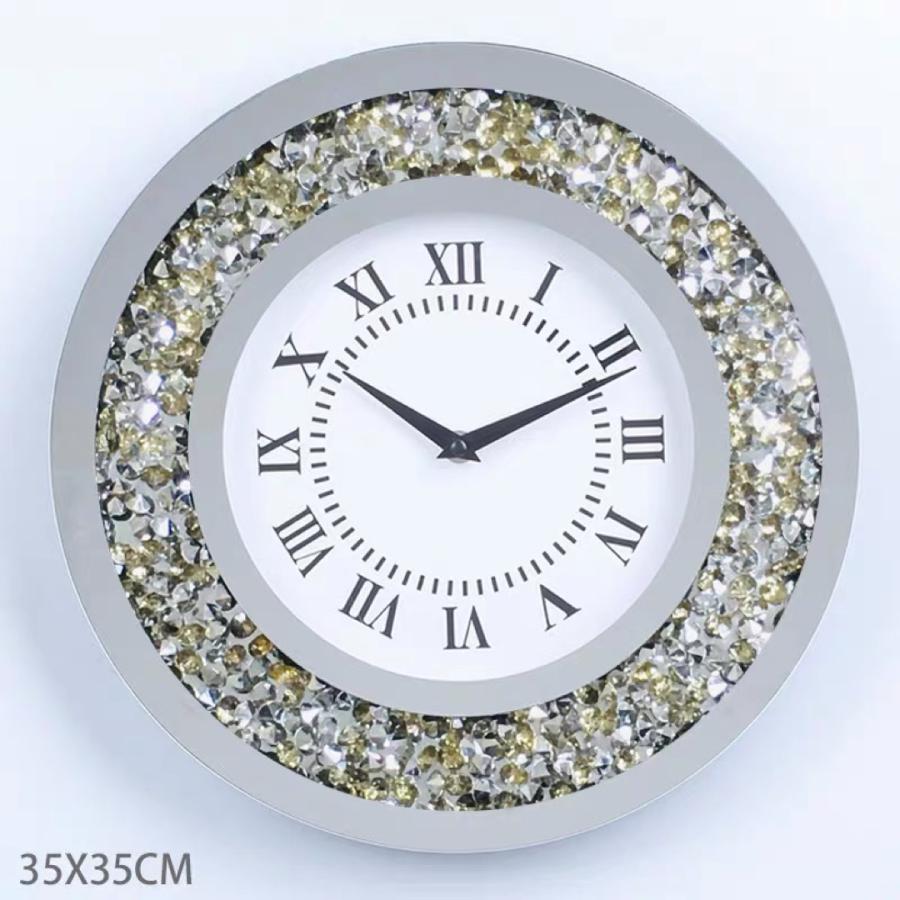 豪華掛け時計．壁掛け時計 インテリア 高級感 キラキラストーン 35cm 豪華掛け時計．壁掛け時計 インテリア 高級感 キラキラストーン 35cm