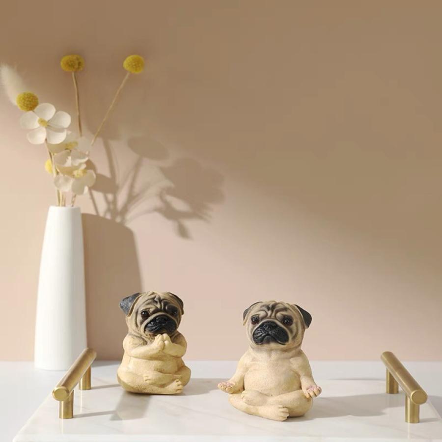 パグ置き物 パグ犬 飾り 玄関置き パグ雑貨 かわいい 可愛い : 夢