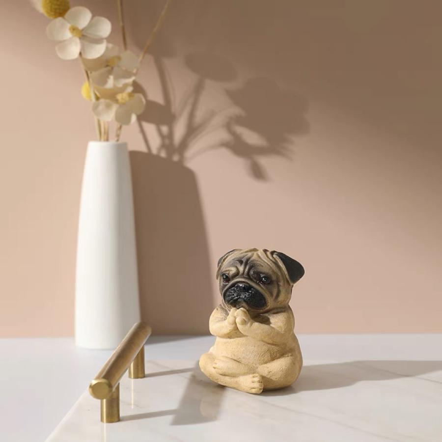 パグ置き物 パグ犬 飾り 玄関置き パグ雑貨 かわいい 可愛い : 夢