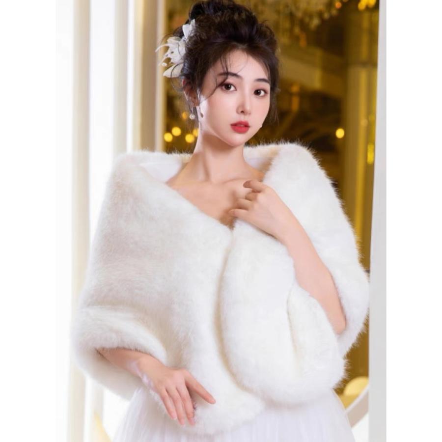 豪華肩掛け 大判ショール ファーストール ．毛皮風ケープ結婚式