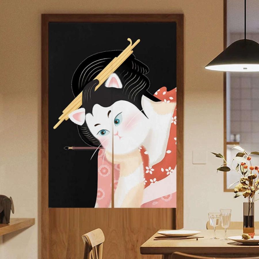 のれん ロング 暖簾 80×160 間仕切り 猫柄 洋風 輸入雑貨 ネコ : 夢