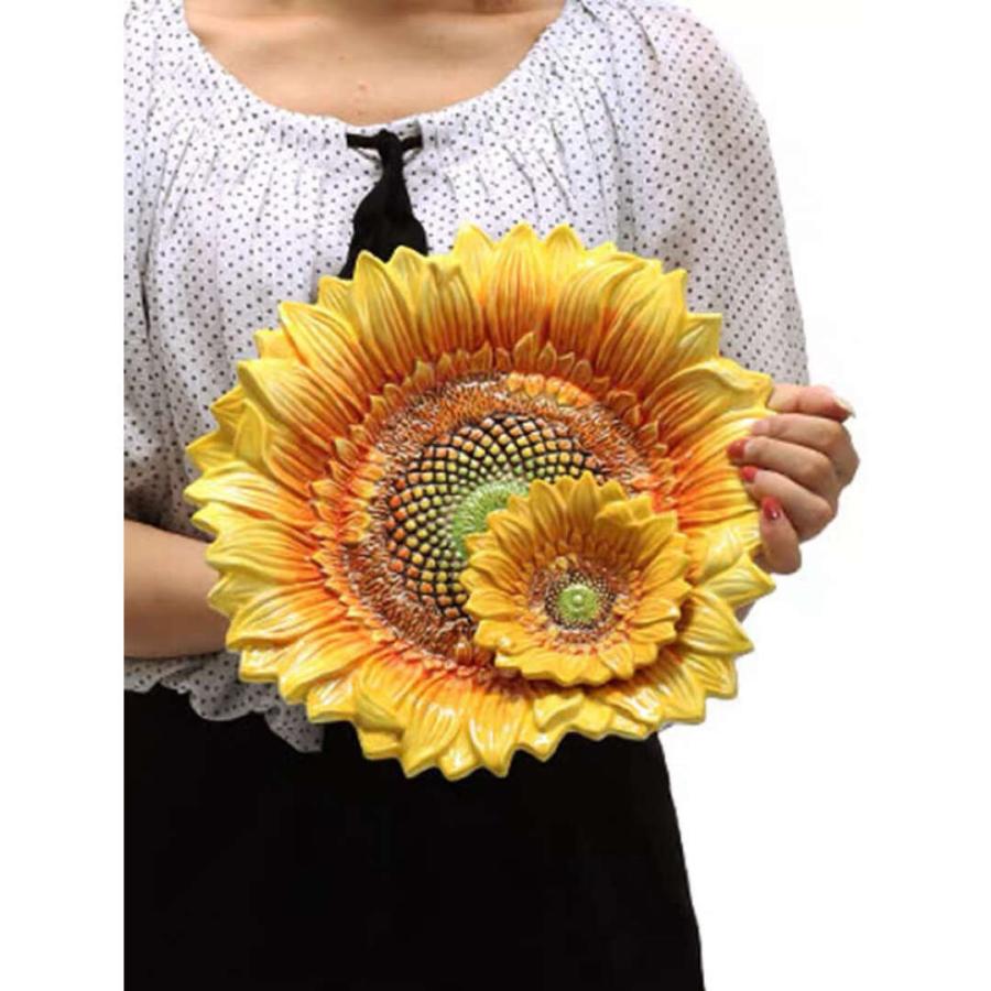 可愛いヒマワリお皿二点セット プレート 食器 花 陶器 : 夢ハウス 4号