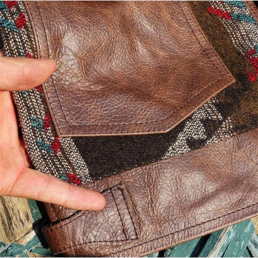 レザージャケット カウハイド 牛革 革ジャン ナバホ柄 本革ライダース