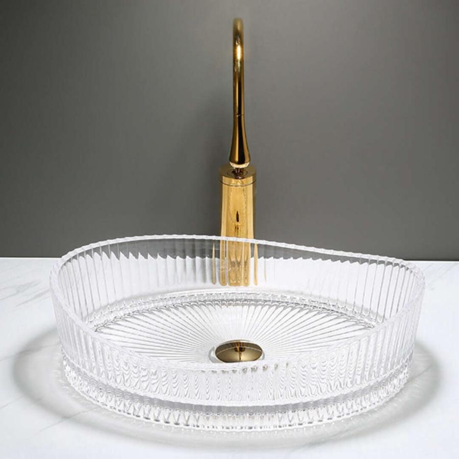 高級洗面台 洗面ボウルセット ガラス 手水鉢 洗面器 蛇口 排水金具付き