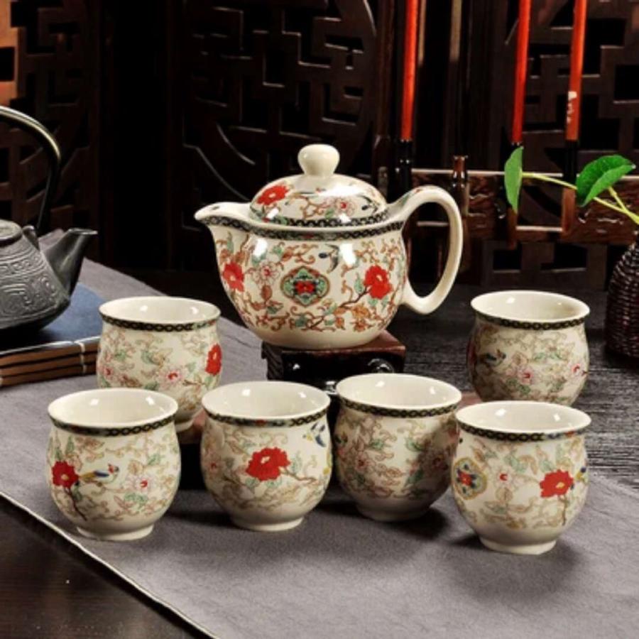 お茶セット6客　急須 6客茶器揃 湯呑 急須ポット ．茶器セット ティーセット : 夢