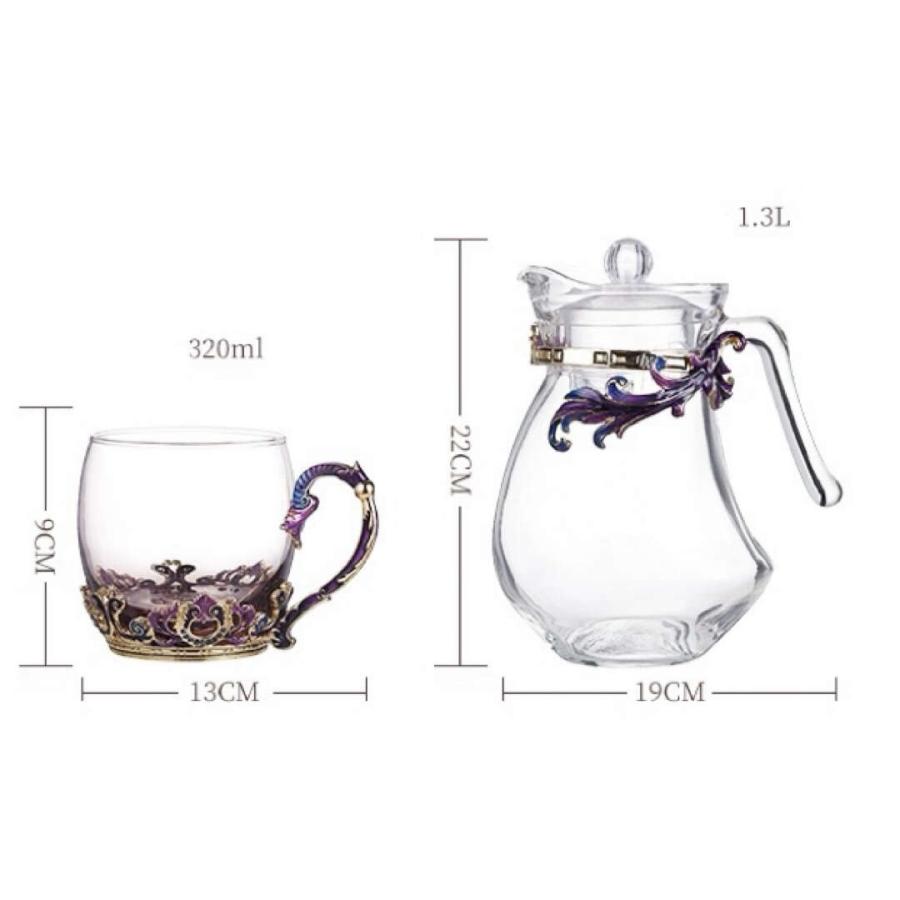 花柄ガラス製 ティーカップ セット 食器 コーヒーカップ 豪華カップ
