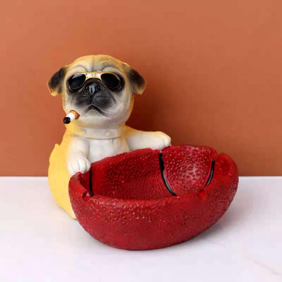 犬型 灰皿 イヌ 卓上収納 小物入れ パグ雑貨 キーケース 置物 PUG : 夢