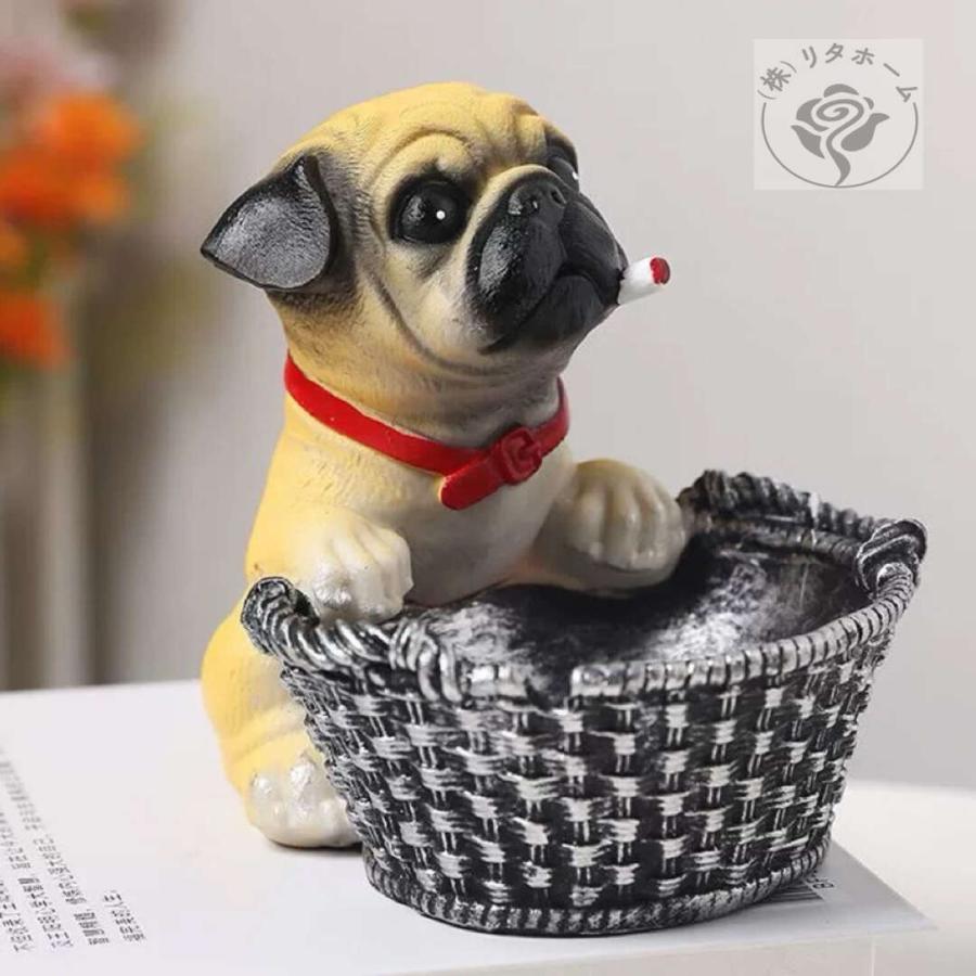 犬型 灰皿 イヌ 卓上収納 小物入れ パグ雑貨 キーケース 置物 PUG : 夢