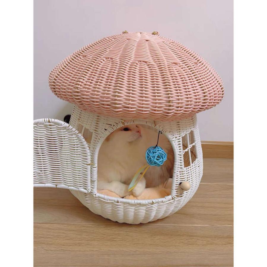 猫ベッドハウス ドーム型マッシュルーム犬小屋 猫小屋 キャット寝床