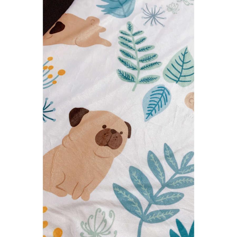 可愛いパグ毛布 犬柄ブランケットひざ掛け 夏かけ布団120x150cm PUG柄
