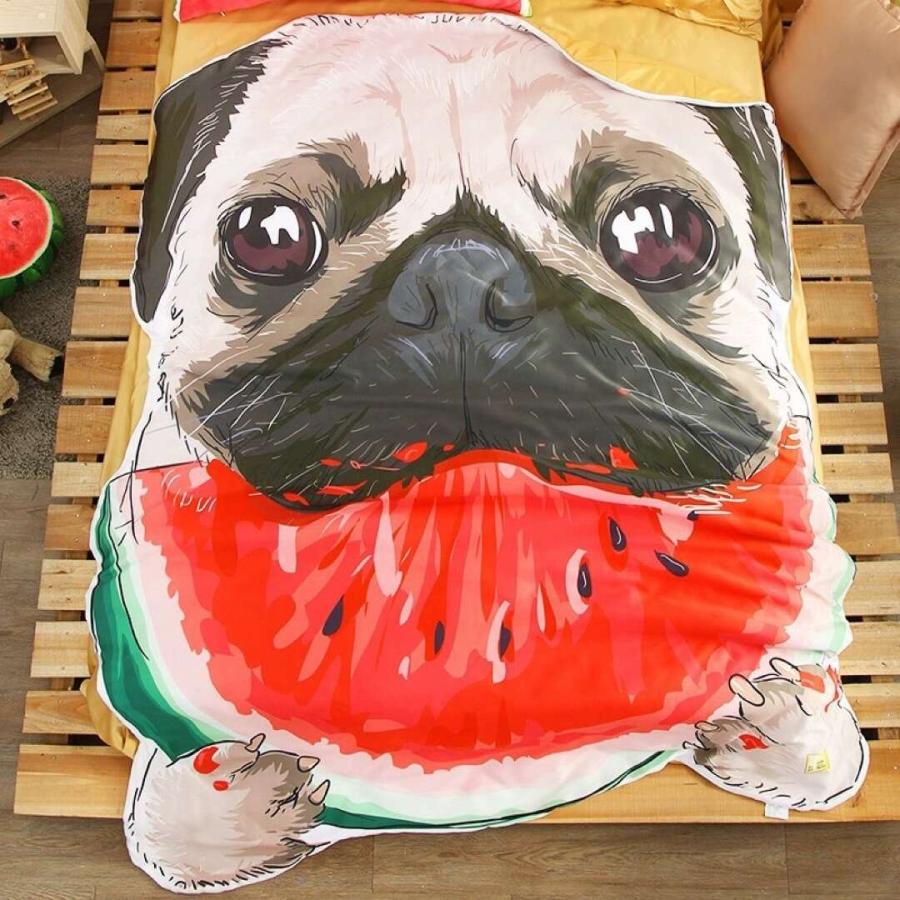 可愛いパグ毛布 犬柄ブランケットひざ掛け 夏かけ布団170x235cm PUG柄 可愛いパグ毛布 犬柄ブランケットひざ掛け 夏かけ布団170x235cm PUG柄