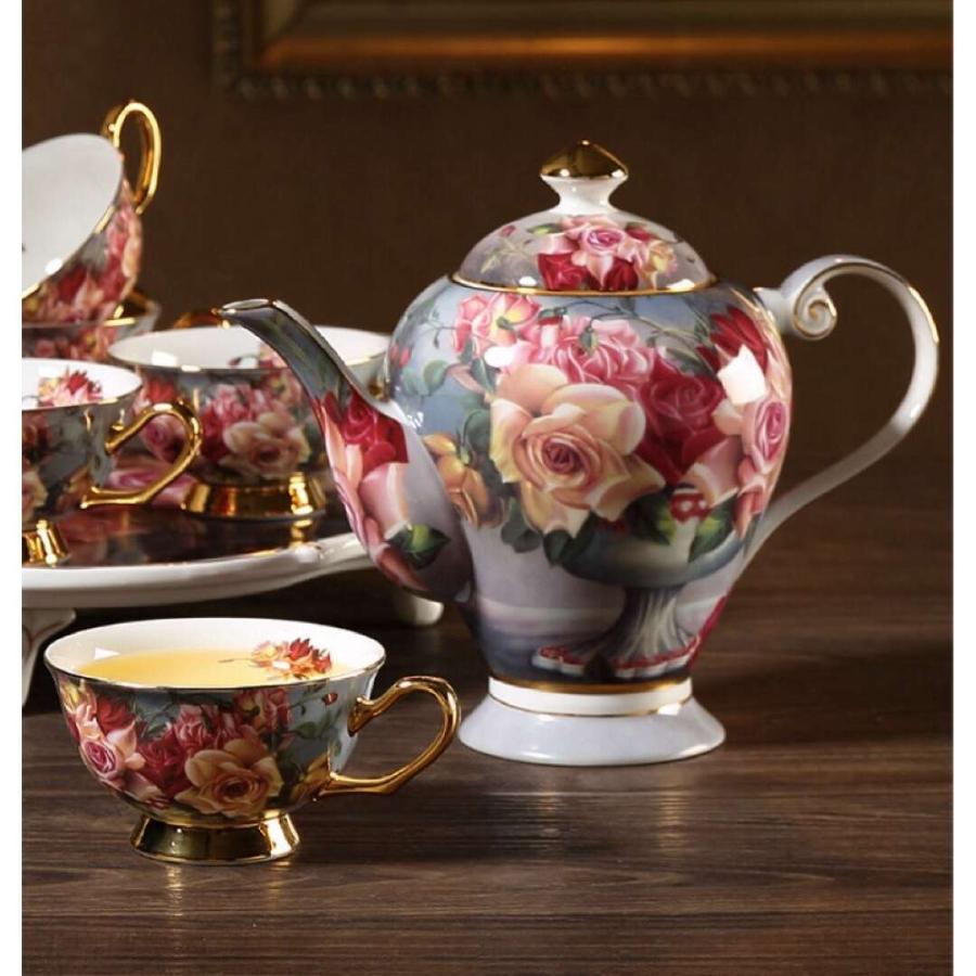 高級西洋ティー・コーヒーカップセット カップ6客セット花柄 姫系陶器