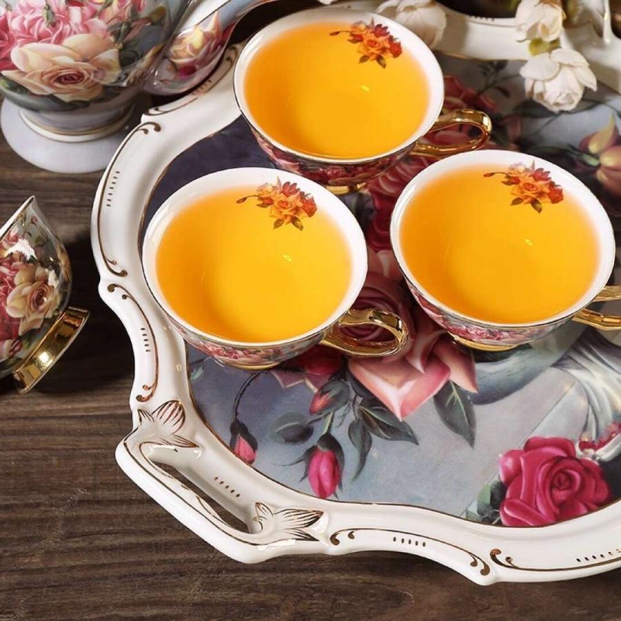 高級西洋ティー・コーヒーカップセット カップ6客セット花柄 姫系陶器