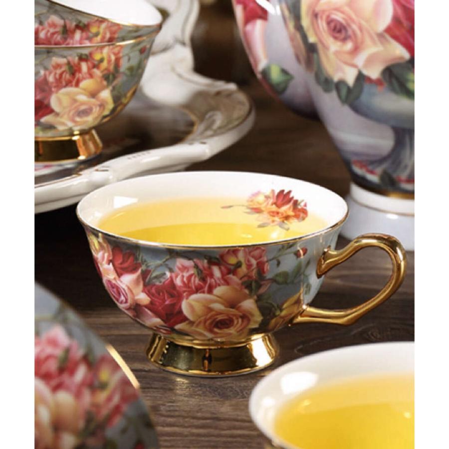 高級西洋ティー・コーヒーカップセット カップ6客セット花柄 姫系陶器