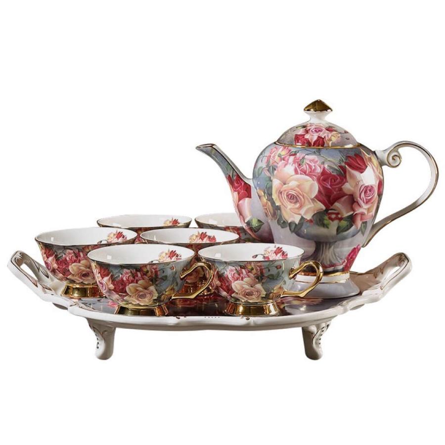 高級西洋ティー・コーヒーカップセット カップ6客セット花柄 姫系陶器ティーセット 高級西洋ティー・コーヒーカップセット カップ6客セット花柄 姫系陶器