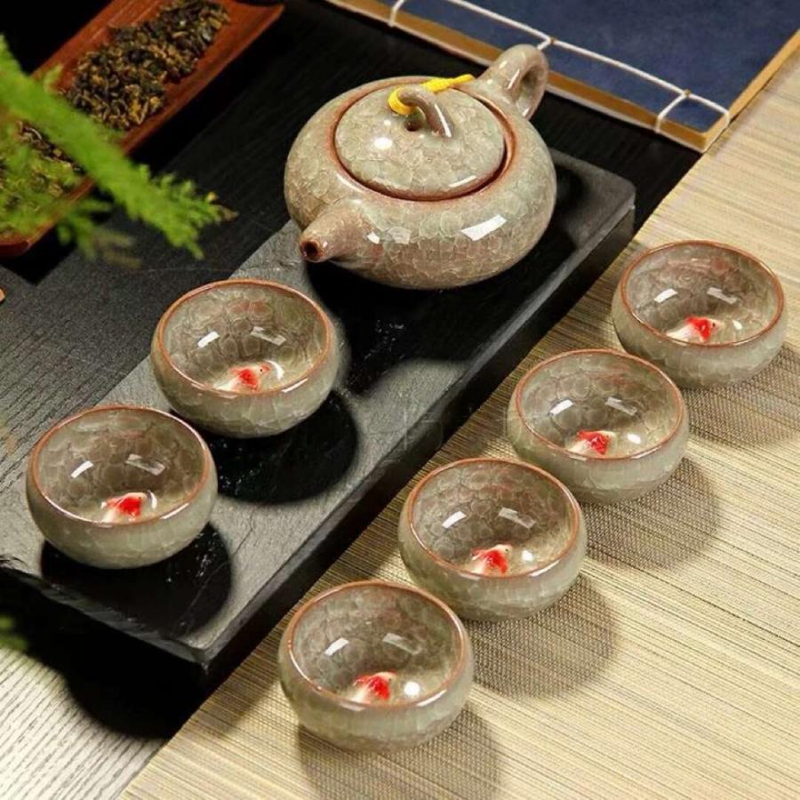 6客茶器揃 茶器セット お茶 陶器 湯呑み 急須茶器セット 立体金魚型 6客茶器揃 茶器セット お茶 陶器 湯呑み 急須茶器セット 立体金魚型