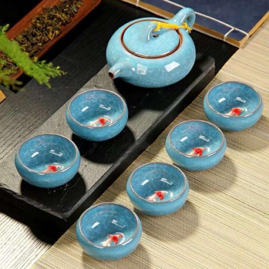 6客茶器揃 茶器セット お茶 陶器 湯呑み 急須茶器セット 立体金魚型 6客茶器揃 茶器セット お茶 陶器 湯呑み 急須茶器セット 立体金魚型