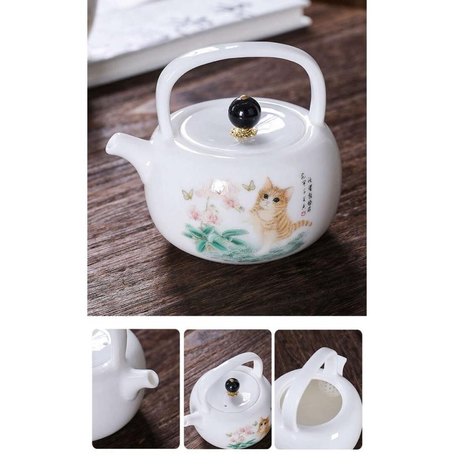 4客茶器揃 湯呑 急須 ポット 茶器セット ティーセット 食器 和風 猫柄